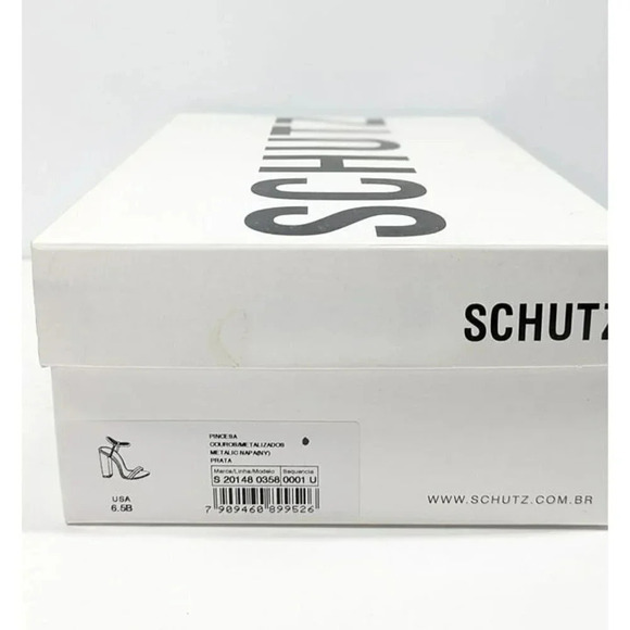Schutz Women's Pincesa Silver Metallic High-Heel Sandals Size 6.5 B (MSRP $170) - Picture 12 of 12